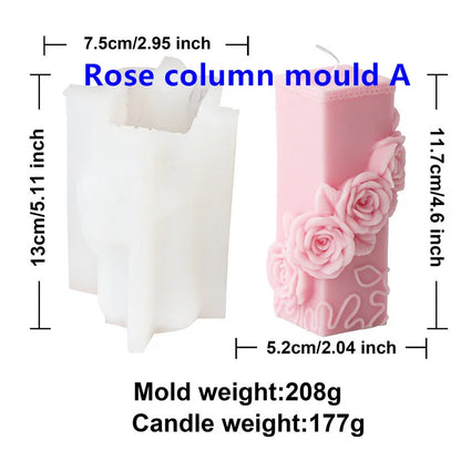 Rose Column Candle Silicone Mould