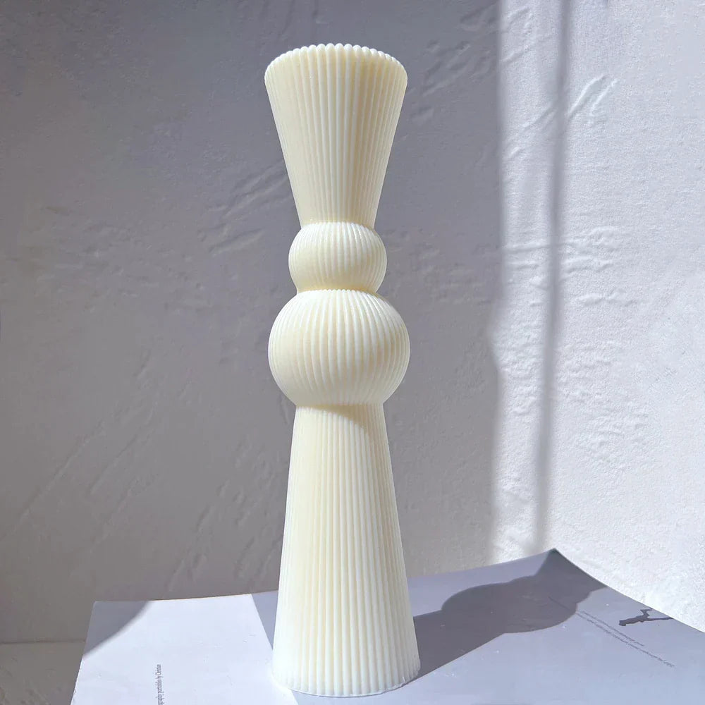 Aesthetic Roman Ribbed Pillar Candle Mould