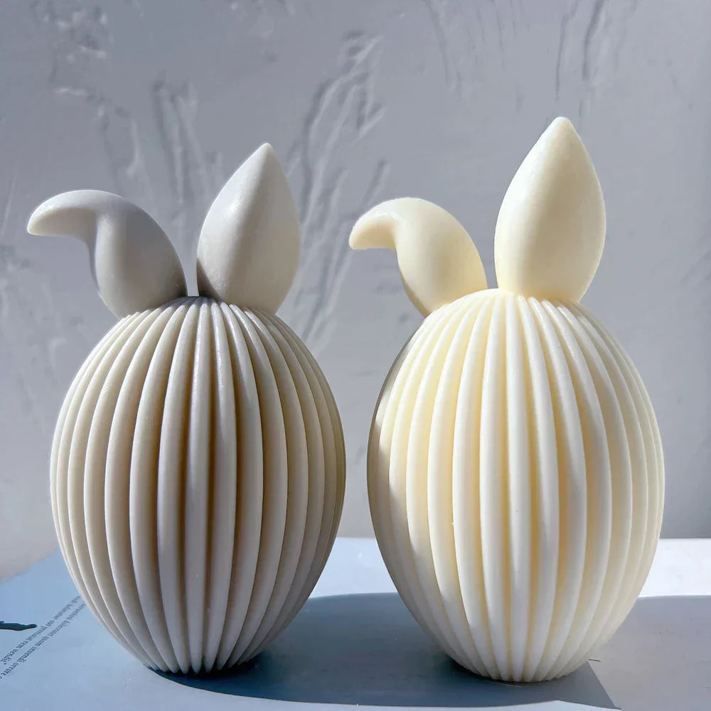 Ribbed Egg Rabbit Ear Candle Mould