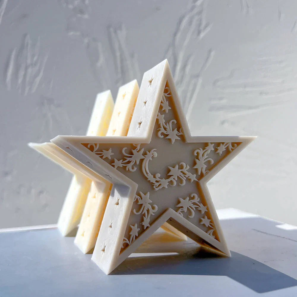Mandala Crescent Moon and Star Candle Mould
