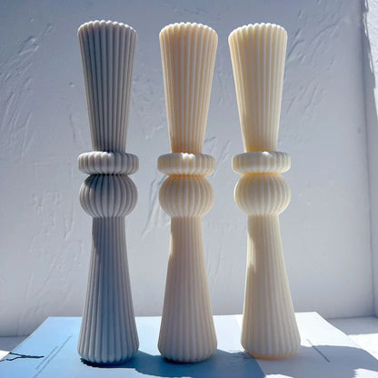 Geometric Abstract Decorative Striped Tall Candle Silicone Mould