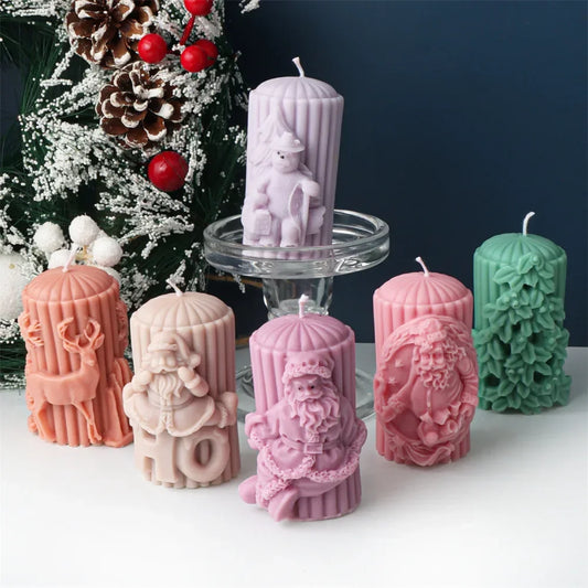 Christmas Cylindrical Candle Silicone Mould