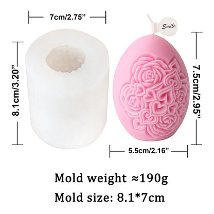 Rose Flower Pattern Egg Shape Candle Silicone Mould