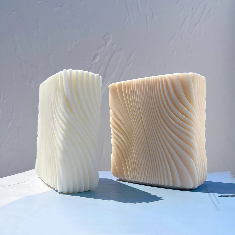 Block Square Swirl Candle Mould