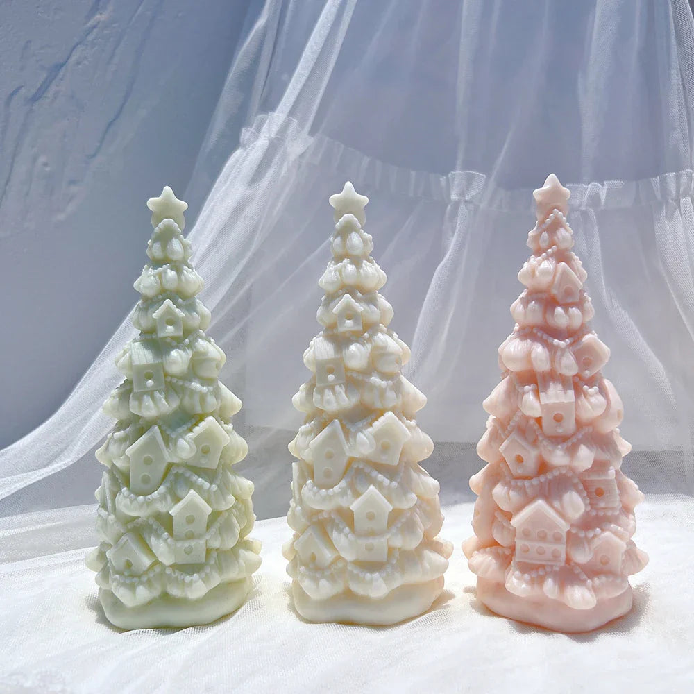 Birdhouse Christmas Tree Silicone Candle Mould
