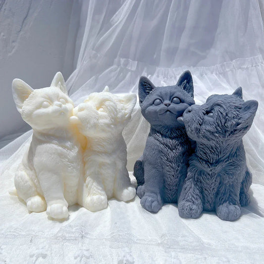 Dog Kiss Cat Candle Silicone Mould