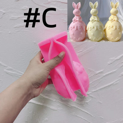 Three Designs Easter Egg Rabbit Silicone Candle Moulds