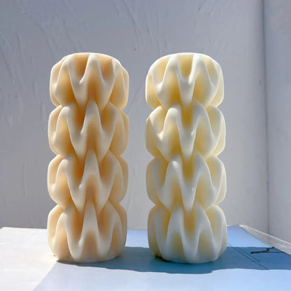2 Sizes Wave Pillar Swirl Candle Mould