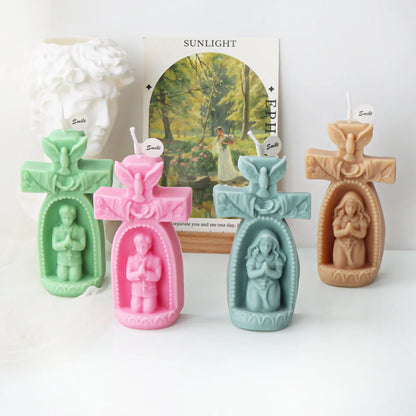 Cross Angel Boy and Girl Church Candle Mould