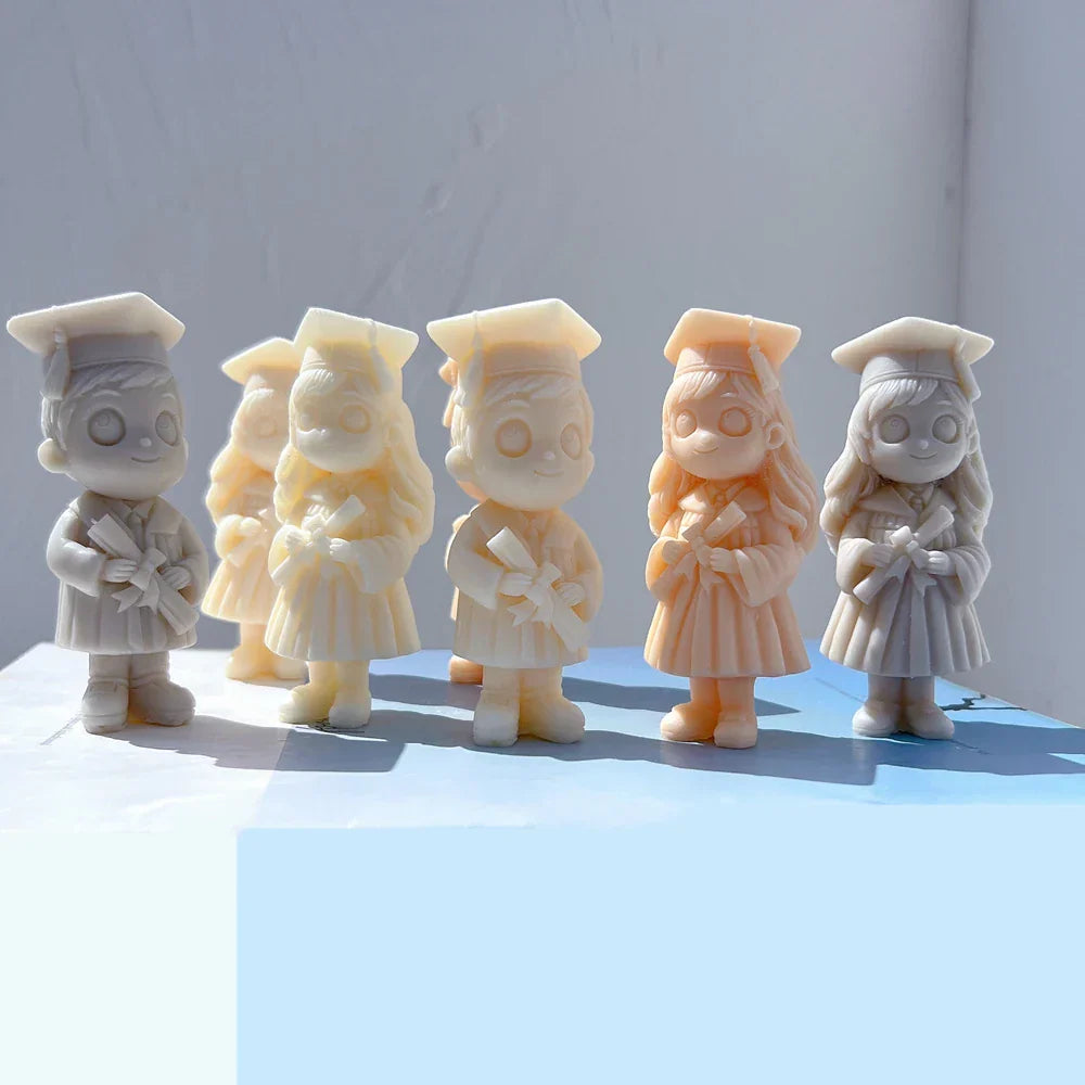 Graduation Girl & Boy Figurine Candle Mould