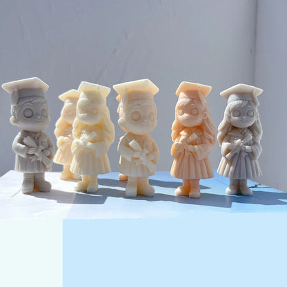 Graduation Girl & Boy Figurine Candle Mould