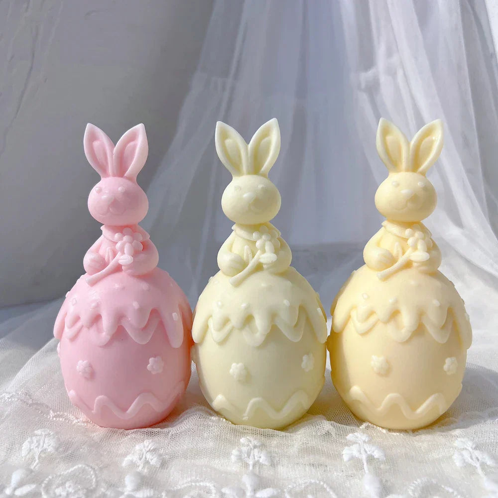 Three Designs Easter Egg Rabbit Silicone Candle Moulds
