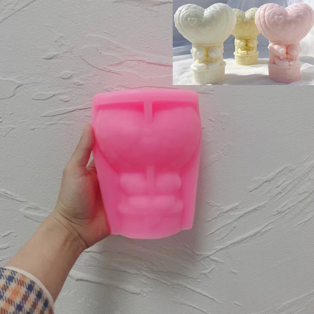 Teddy Bear in Heart Balloon Candle Mould
