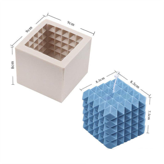 Silicone Square Three-dimensional Geometry Drill Face Rubik's Cube Aromatherapy Gypsum Liquid Silicone Candle Fondant Mould Candles Moulds