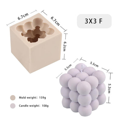 Silicone Square Three-dimensional Geometry Drill Face Rubik's Cube Aromatherapy Gypsum Liquid Silicone Candle Fondant Mould Candles Moulds