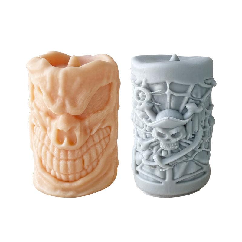 Skull Ornament Cylindrical Scented Candle Mould Candles Moulds