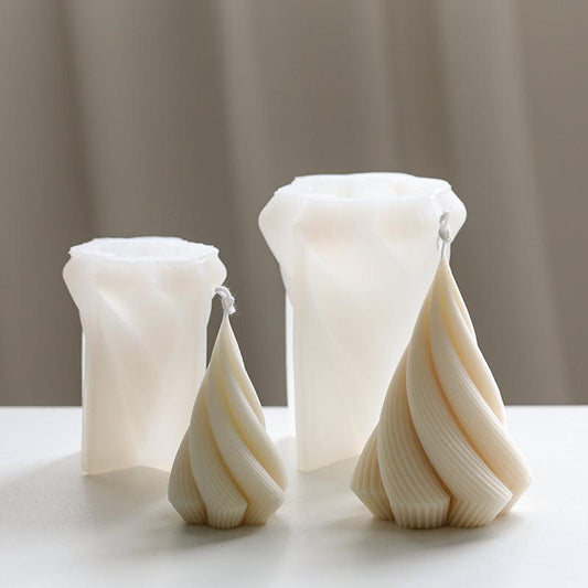 Spiral Cone Silicone Candle Mould, DIY 3D Geometric Candles Moulds for Candle Making Candles Moulds