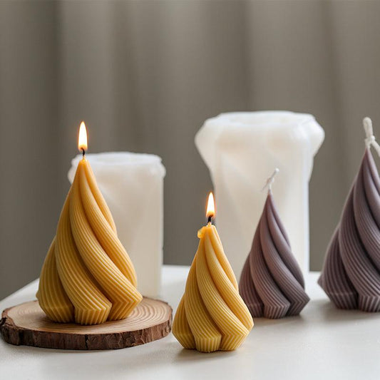 Spiral Cone Silicone Candle Mould, DIY 3D Geometric Candles Moulds for Candle Making Candles Moulds