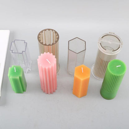 Striped Cylindrical Candle Mould 
