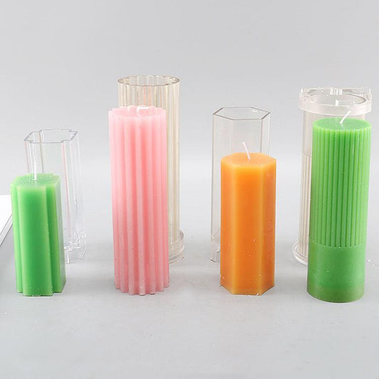 Striped Cylindrical Candle Mould 