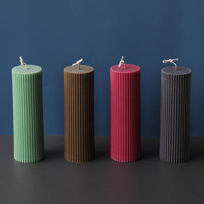 Vertical Striped Cylindrical Candle Mould