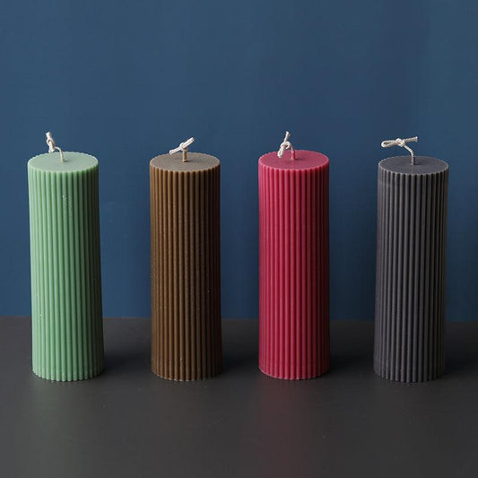 Vertical Striped Cylindrical Candle Mould