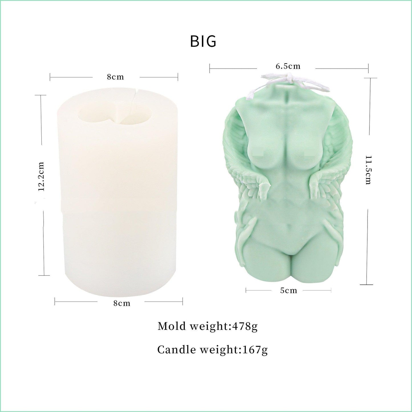 Winged Beauty: Angel Wings Body Candle Mould for Him and Her Candles Moulds