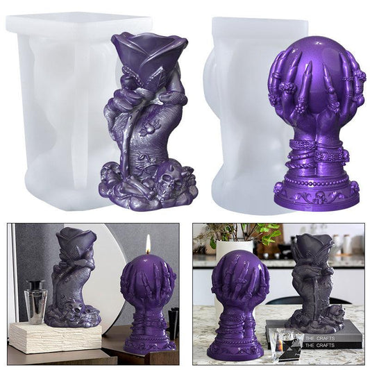 Witch Globe Candle Mould - Rose in Hand Decorative Candle Drop Mould Candles Moulds