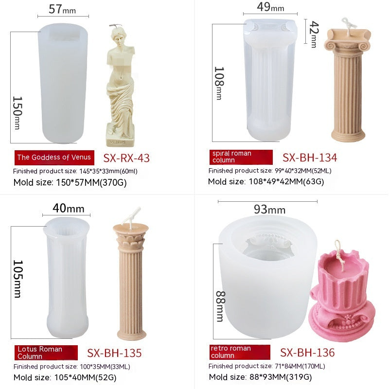 Retro Roman Column Candle Silicone Mould